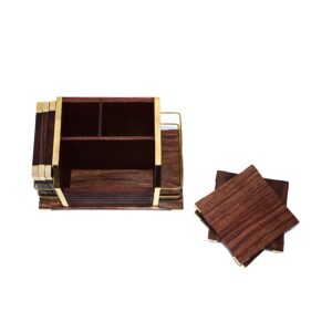 ZA-03 Versatile Wooden Tea Coaster Set, Pen Stand, and Paper Rack