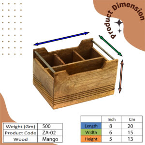 ZA-02 Natural Wood Cutlery Organizer – Declutter Your Kitchen with Elegance