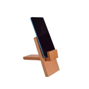 WPH-419 Crafted Comfort: Adjustable Beach Wood Mobile Stand for Smartphones and Tablets