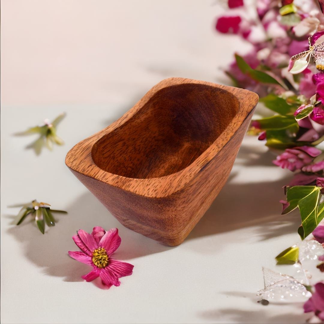 MDB-10 Handcrafted Rustic Mango Wood Dough Bowl – Versatile 8 x 5 x 2.5 Inch Size for Stylish Home Decore