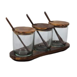 Glass Storage Jars Set | Handcrafted Wooden lid Glass Jars