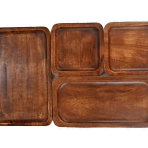 Versatile Acacia Wood Table Organizer with Four type of Tray